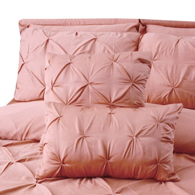 8 PCs Cotton Sateen Bed Sheet set Pintuck - Peach