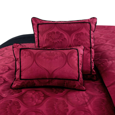 8 PCs Comforter Set Maroon Black - Cotton Sateen