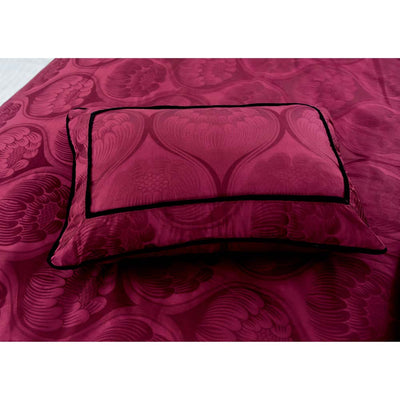 8 PCs Comforter Set Maroon Black - Cotton Sateen