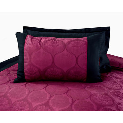 8 PCs Comforter Set Maroon Black - Cotton Sateen