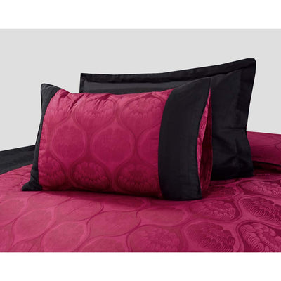 8 PCs Comforter Set Maroon Black - Cotton Sateen