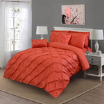 8 PCs Cotton Sateen Bed Sheet set Pintuck - Red